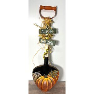 Decorative Autumn Shovel With Hand-Painted Pumpkins & Raffia